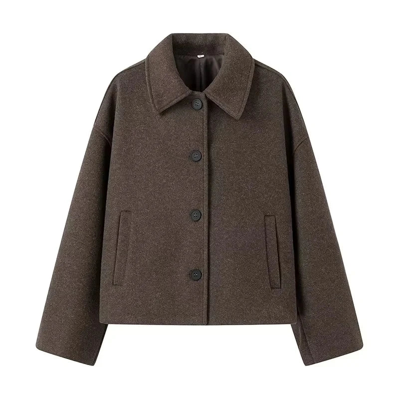 Veste femme oversize - Court manteau élégant à boutons