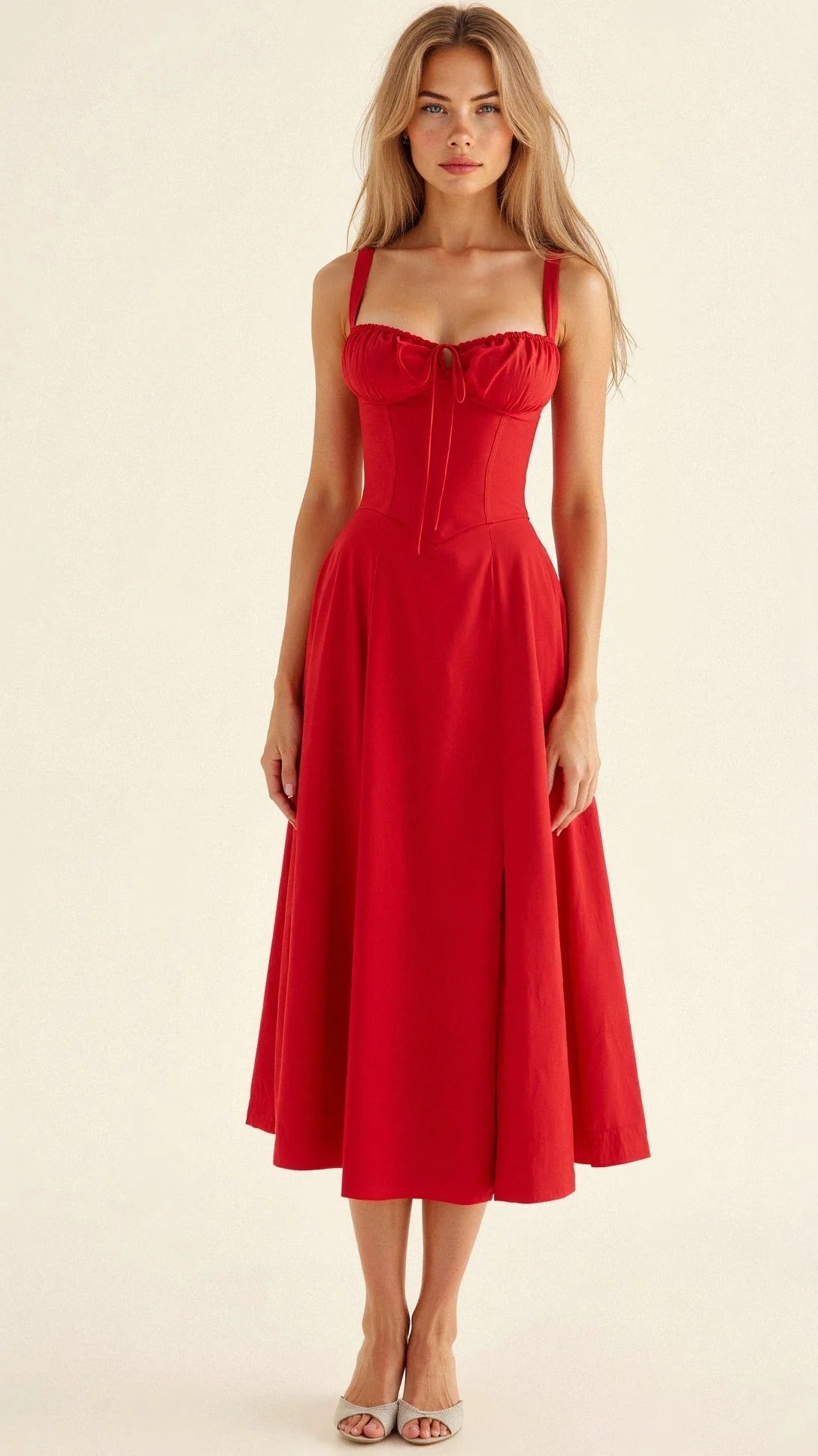 Robe Été Longue Dentelle Féminine avec Fente Arrière