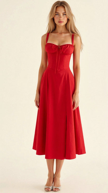 Robe Été Longue Dentelle Féminine avec Fente Arrière