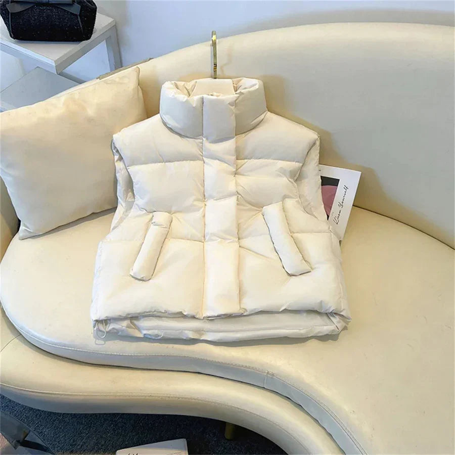 Gilet Femme Col Montant Élégant Zippé - PanierRoyale