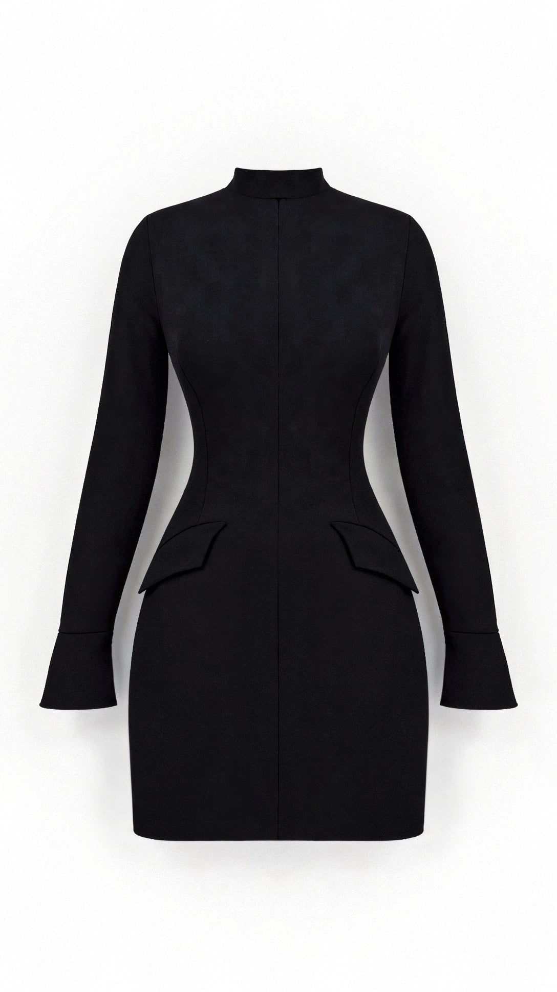 Robe Élégante Noire pour Femme d'Affaires à Manches Longues