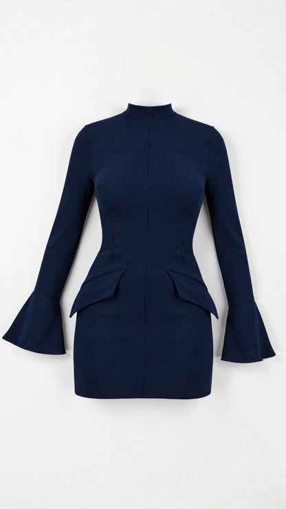 Robe Élégante Noire pour Femme d'Affaires à Manches Longues