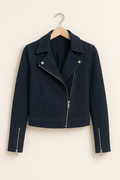 Blouson Cuir Vintage avec Fermeture Éclair