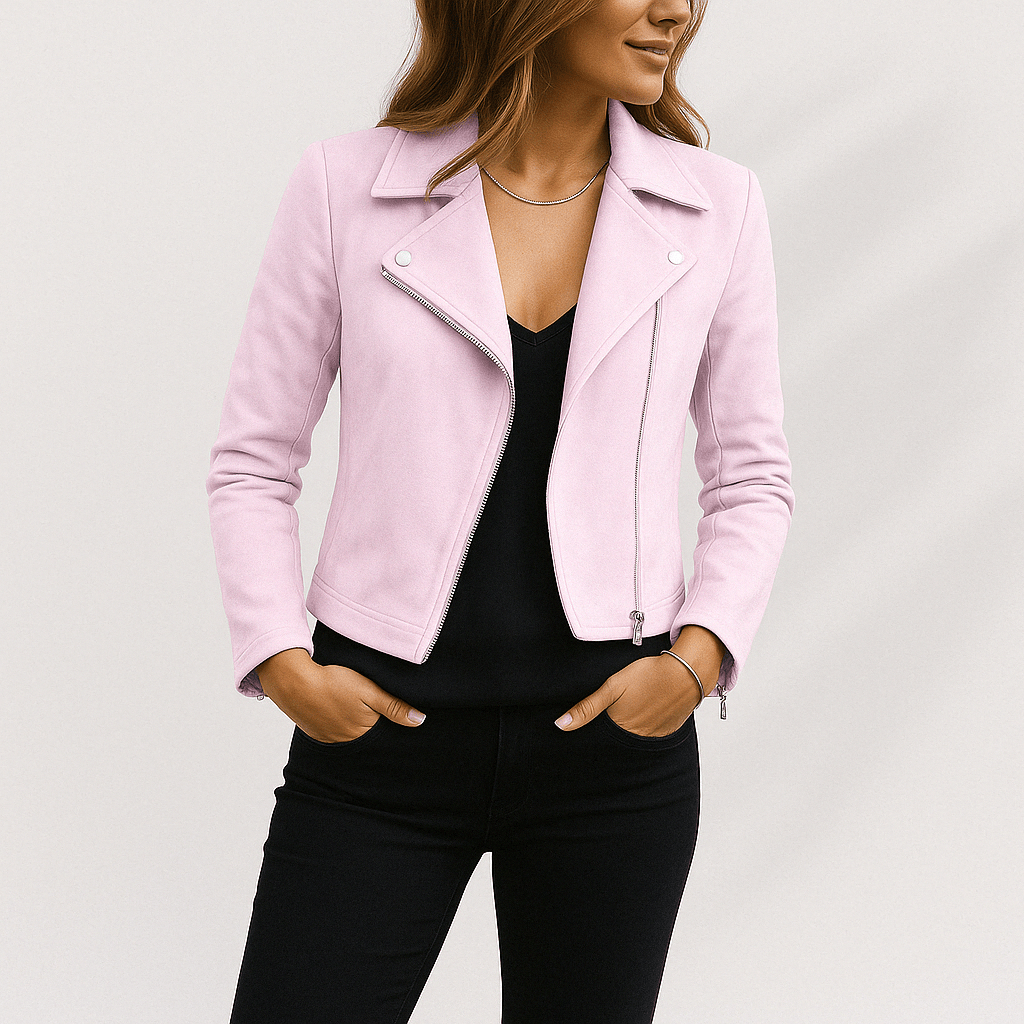 Blouson Cuir Vintage avec Fermeture Éclair
