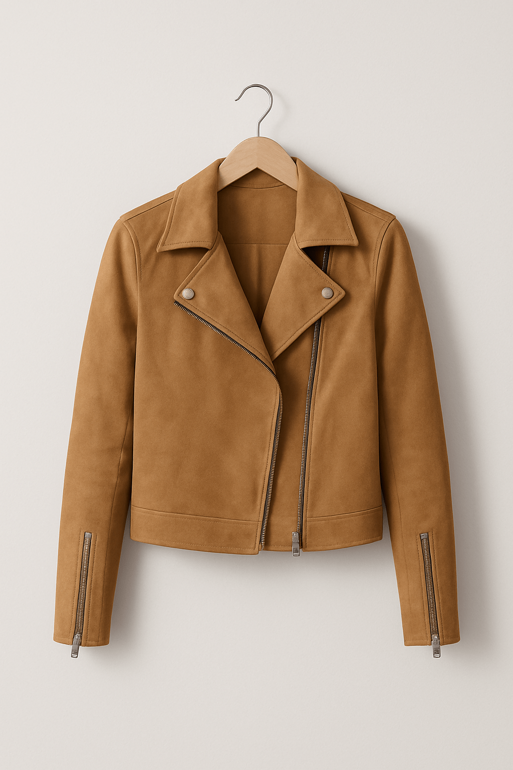 Blouson Cuir Vintage avec Fermeture Éclair