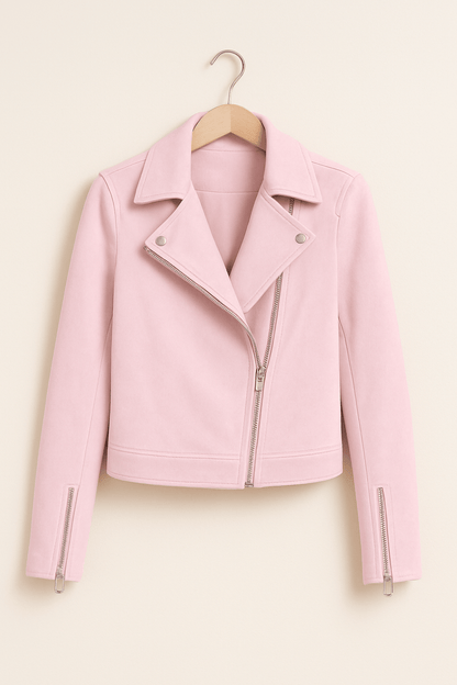 Blouson Cuir Vintage avec Fermeture Éclair