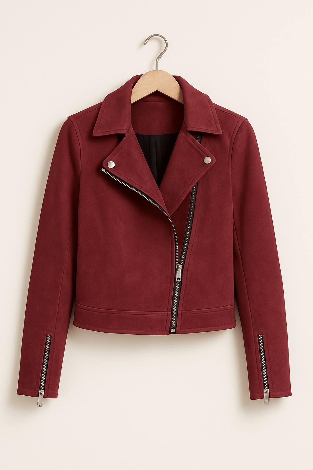 Blouson Cuir Vintage avec Fermeture Éclair