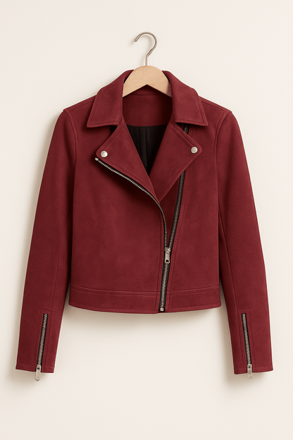 Blouson Cuir Vintage avec Fermeture Éclair