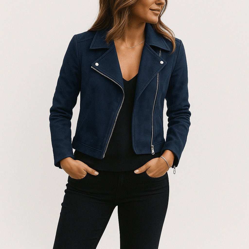 Blouson Cuir Vintage avec Fermeture Éclair