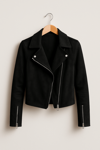 Blouson Cuir Vintage avec Fermeture Éclair