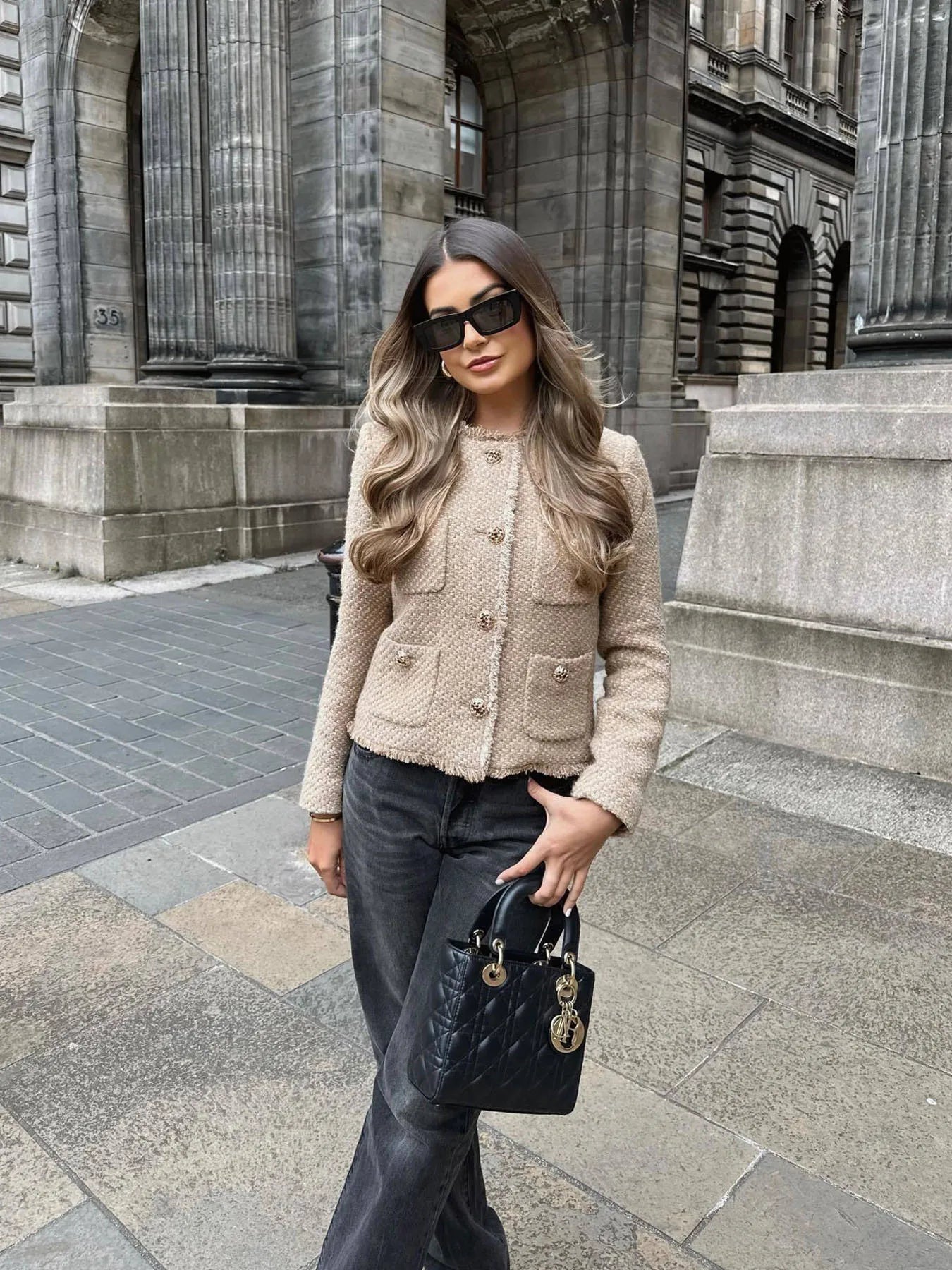 Blazer Tweed Élégant pour Femme, idéal pour le travail et les loisirs