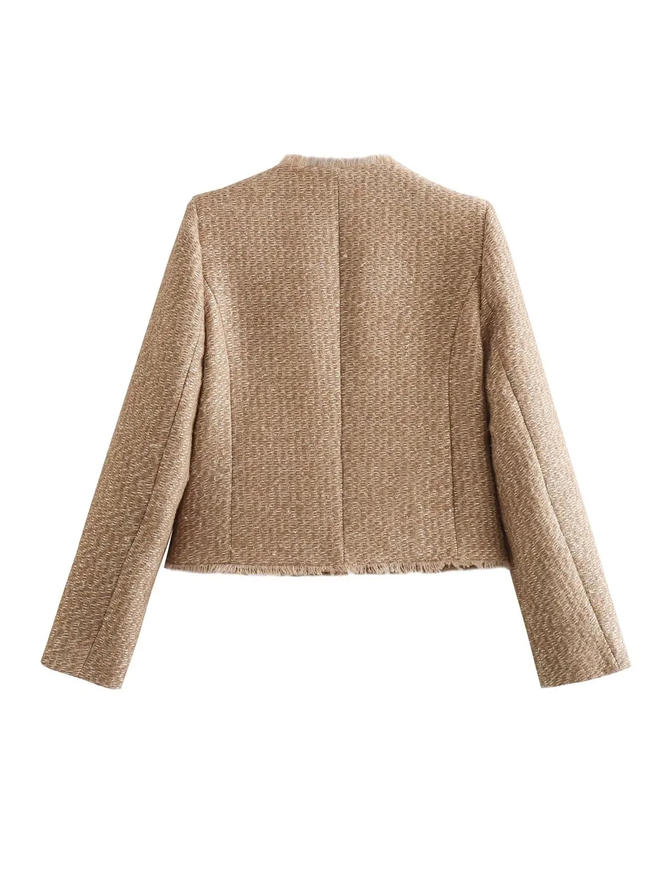 Blazer Tweed Élégant pour Femme, idéal pour le travail et les loisirs
