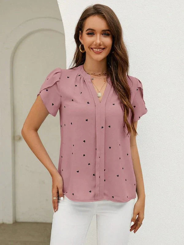Femme Top Décontracté à Manches Courtes Imprimé Floral