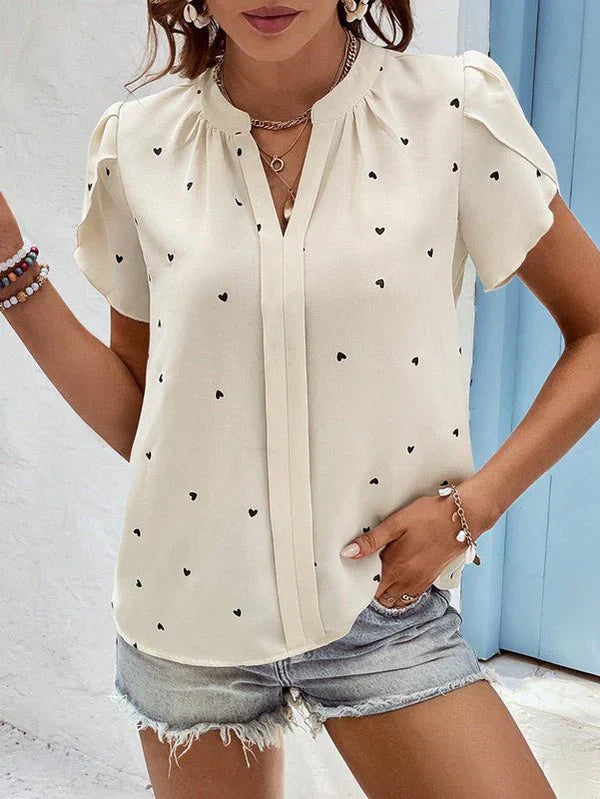 Femme Top Décontracté à Manches Courtes Imprimé Floral