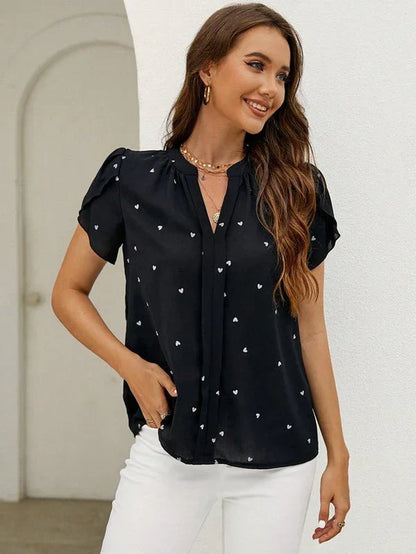 Femme Top Décontracté à Manches Courtes Imprimé Floral - PanierRoyale