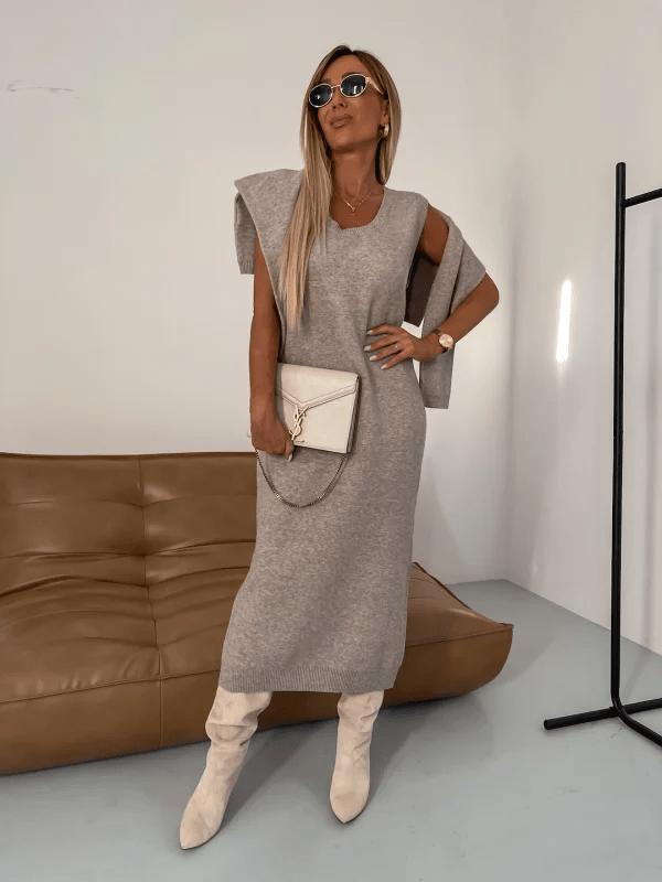 Pull et Jupe Ensemble Femme Tricot Élégant