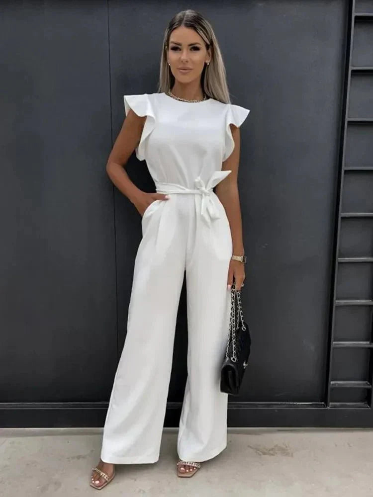 Robe Combinaison Femme Courte Élastique avec Ceinture et Poches