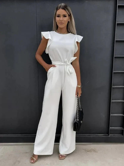 Robe Combinaison Femme Courte Élastique avec Ceinture et Poches