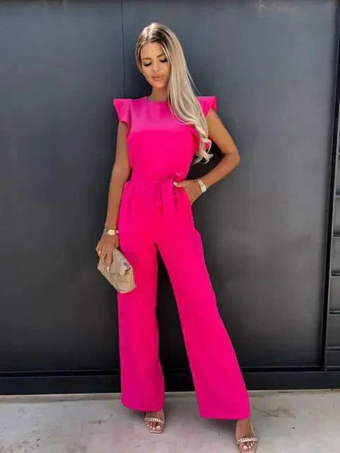Robe Combinaison Femme Courte Élastique avec Ceinture et Poches