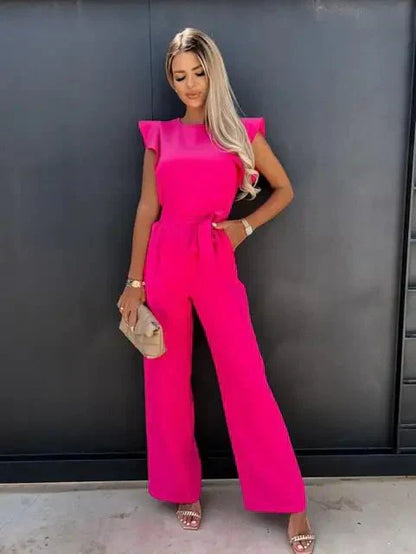 Robe Combinaison Femme Courte Élastique avec Ceinture et Poches