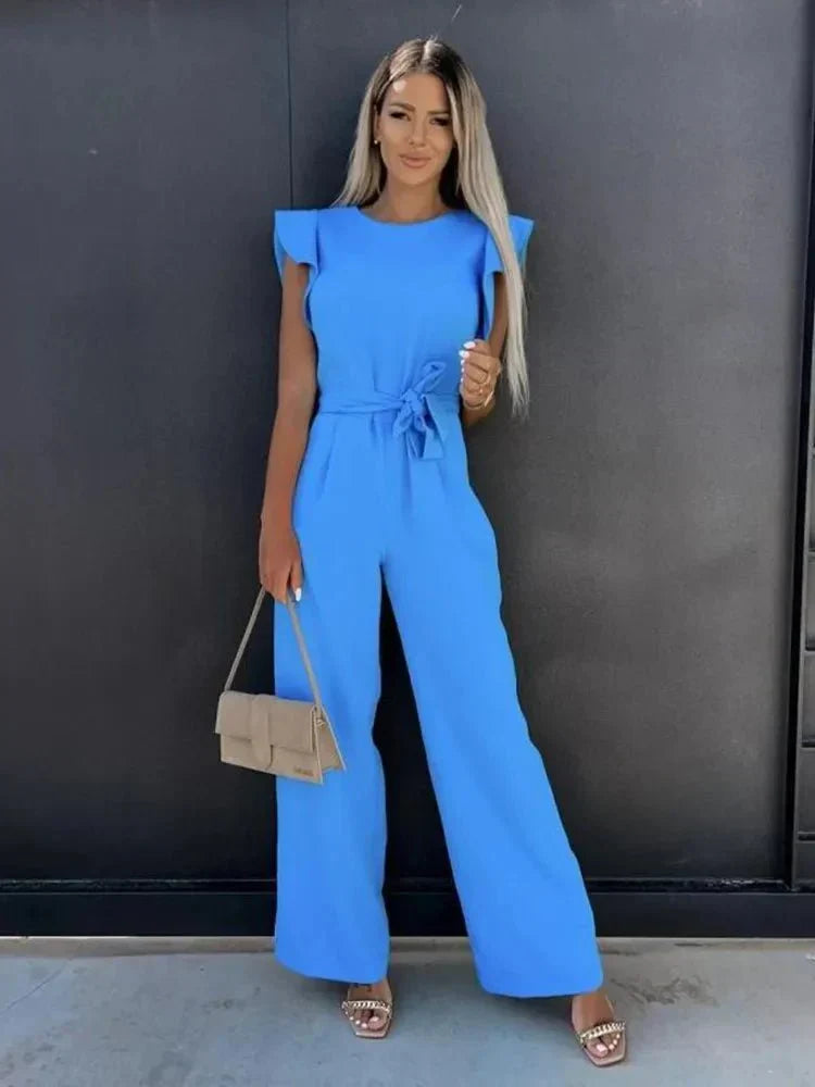 Robe Combinaison Femme Courte Élastique avec Ceinture et Poches