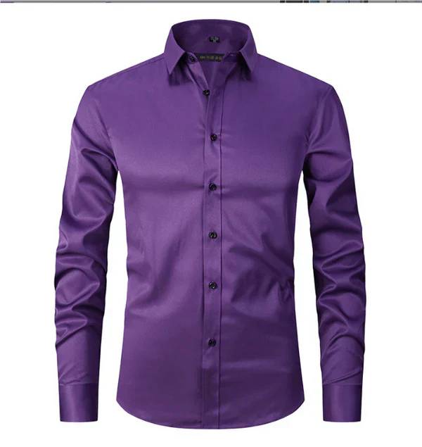Chemise Homme Classique Manches Longues à Boutons Cachés