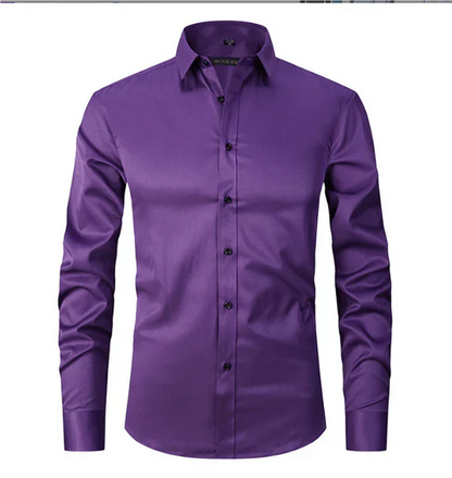 Chemise Homme Classique Manches Longues à Boutons Cachés