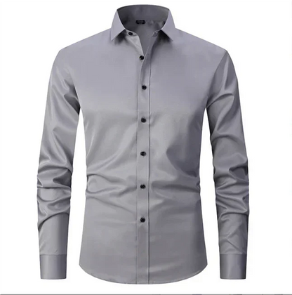 Chemise Homme Classique Manches Longues à Boutons Cachés