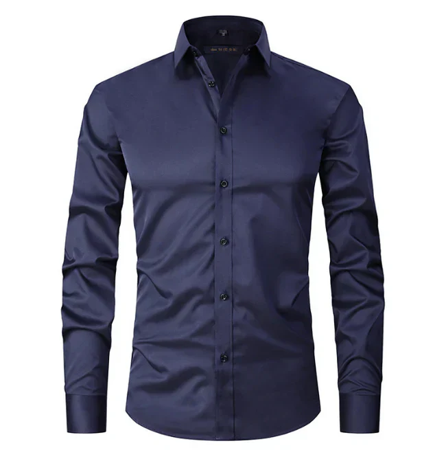 Chemise Homme Classique Manches Longues à Boutons Cachés