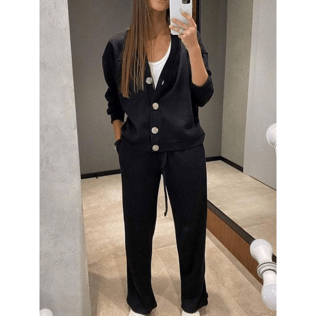 Cardigan Femme Hiver Tricoté avec Pantalon Confortable