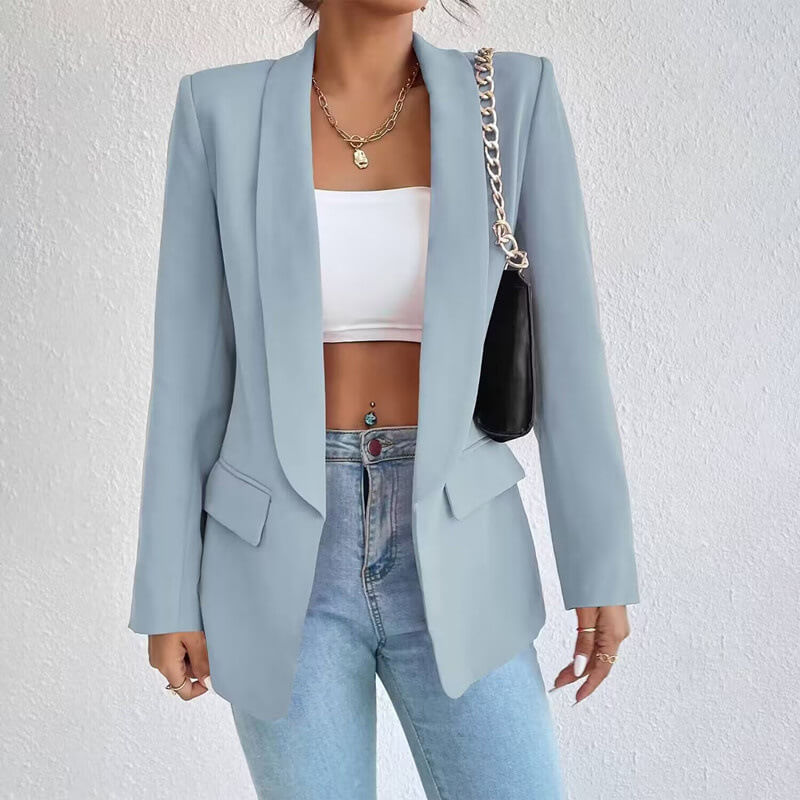 Blazer Femme Élégant Manches Longues Col V