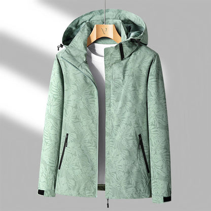 Veste femme à capuche imprimé feuille