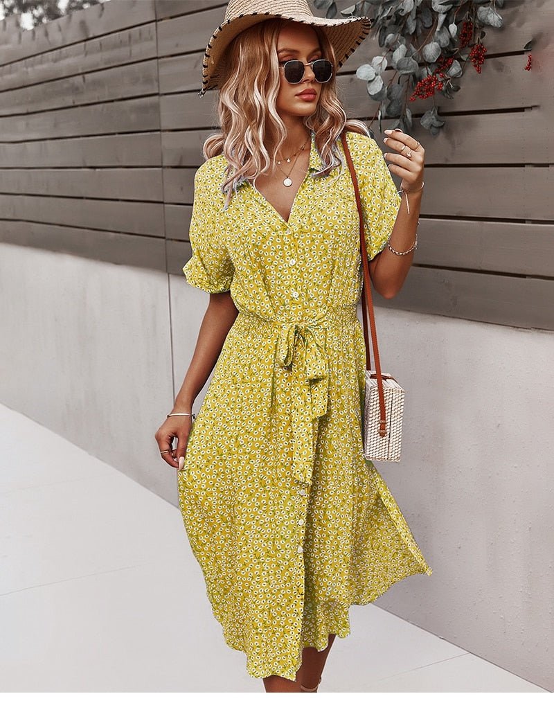 Robe Été Floraux pour Femme Legère avec Ceinture