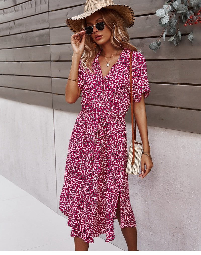 Robe Été Floraux pour Femme Legère avec Ceinture