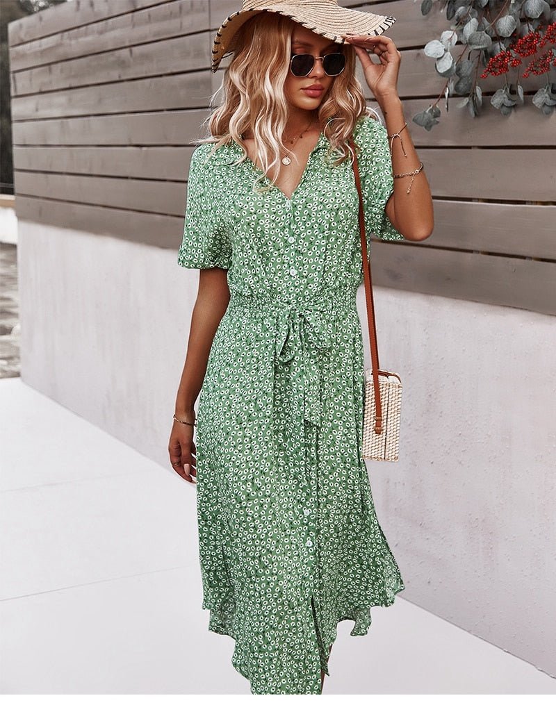 Robe Été Floraux pour Femme Legère avec Ceinture
