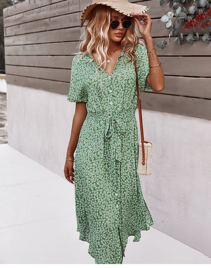 Robe Été Floraux pour Femme Legère avec Ceinture