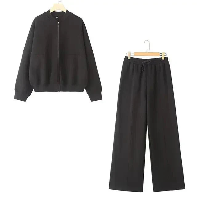 Survêtement Décontracté 2 Pièces Zip et Pantalon Large