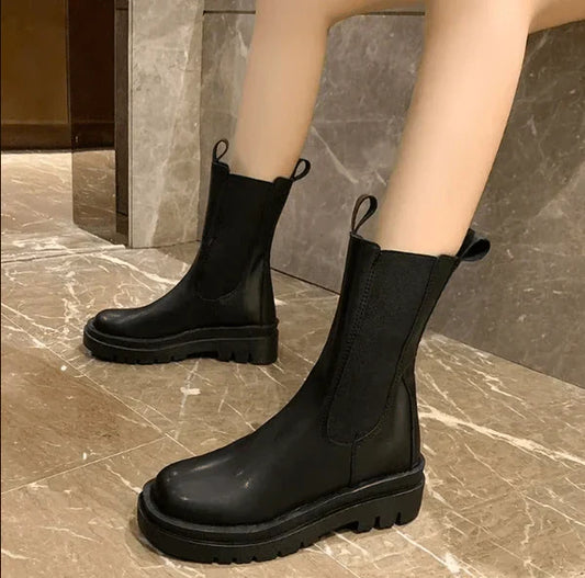 Bottes Femmes Haut Talon Noir Élégant - PanierRoyale