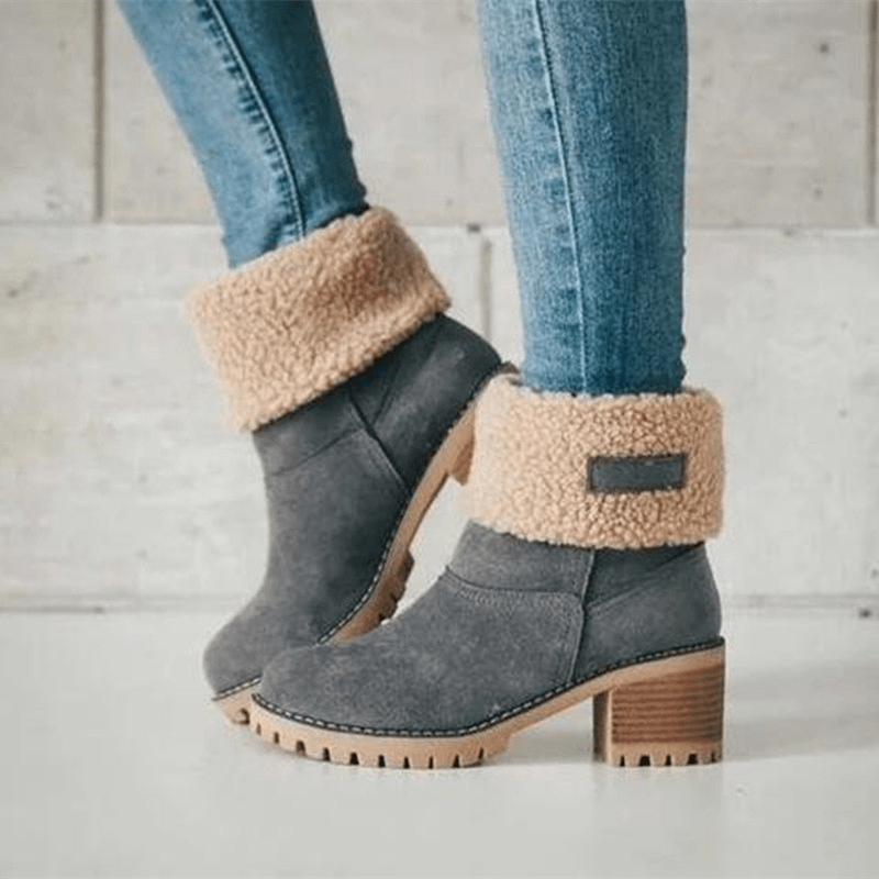 Bottes Hiver Femmes Talons Plats et Doublées