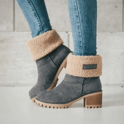 Bottes Hiver Femmes Talons Plats et Doublées