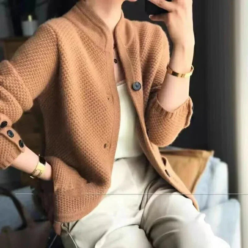 Cardigan Femme Tricot Manches Longues Élégant