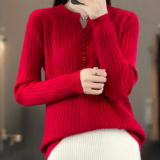 Pull Femme Col V Boutons Élégant - PanierRoyale
