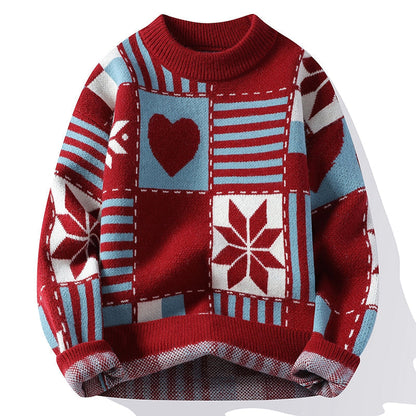 Pull Col Rond Unisexe Hiver Chaud et Coloré