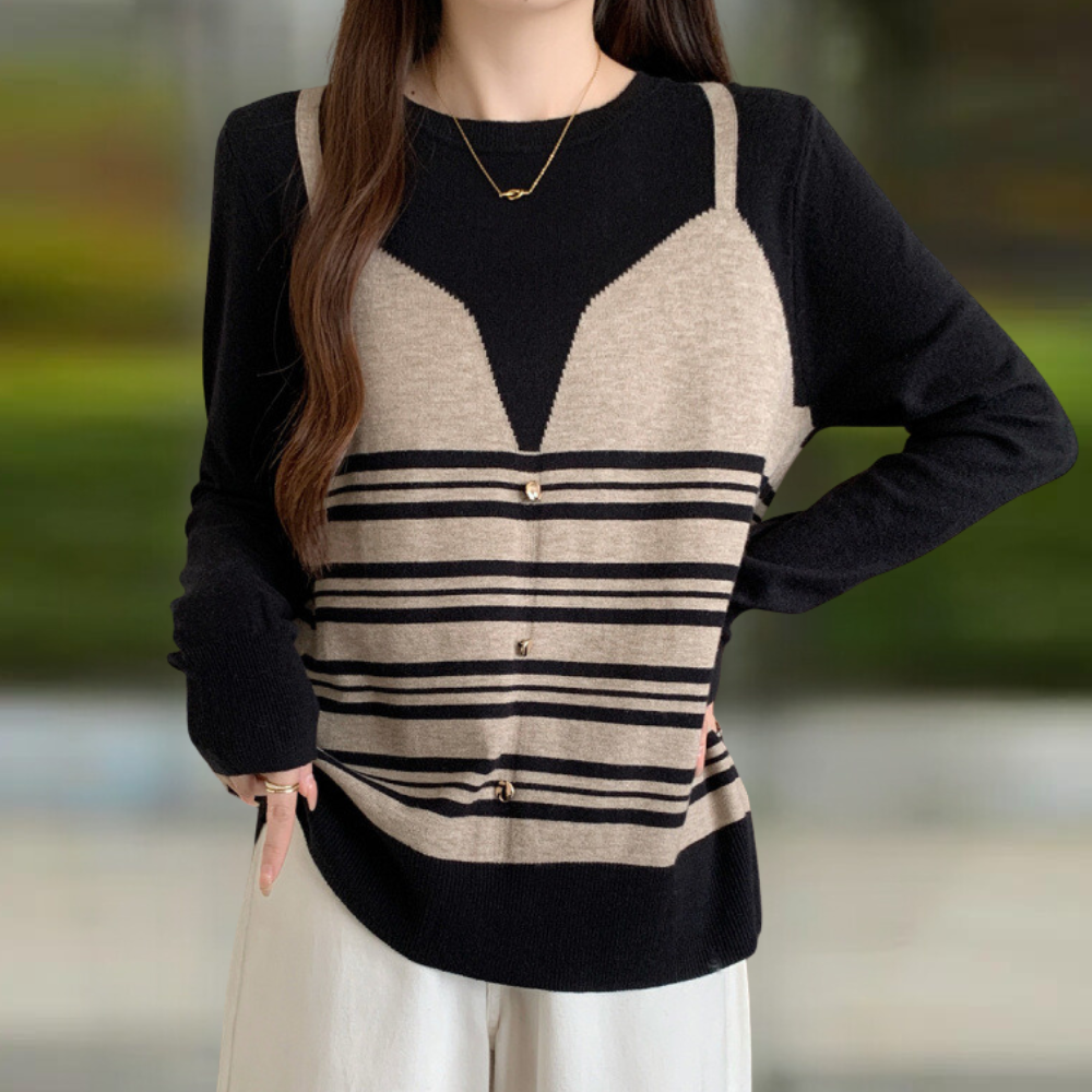 Pull À Rayures Femme Tricoté Moderne et Élégant - PanierRoyale