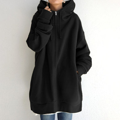 Sweat à capuche streetwear confortable avec poches et fermeture éclair