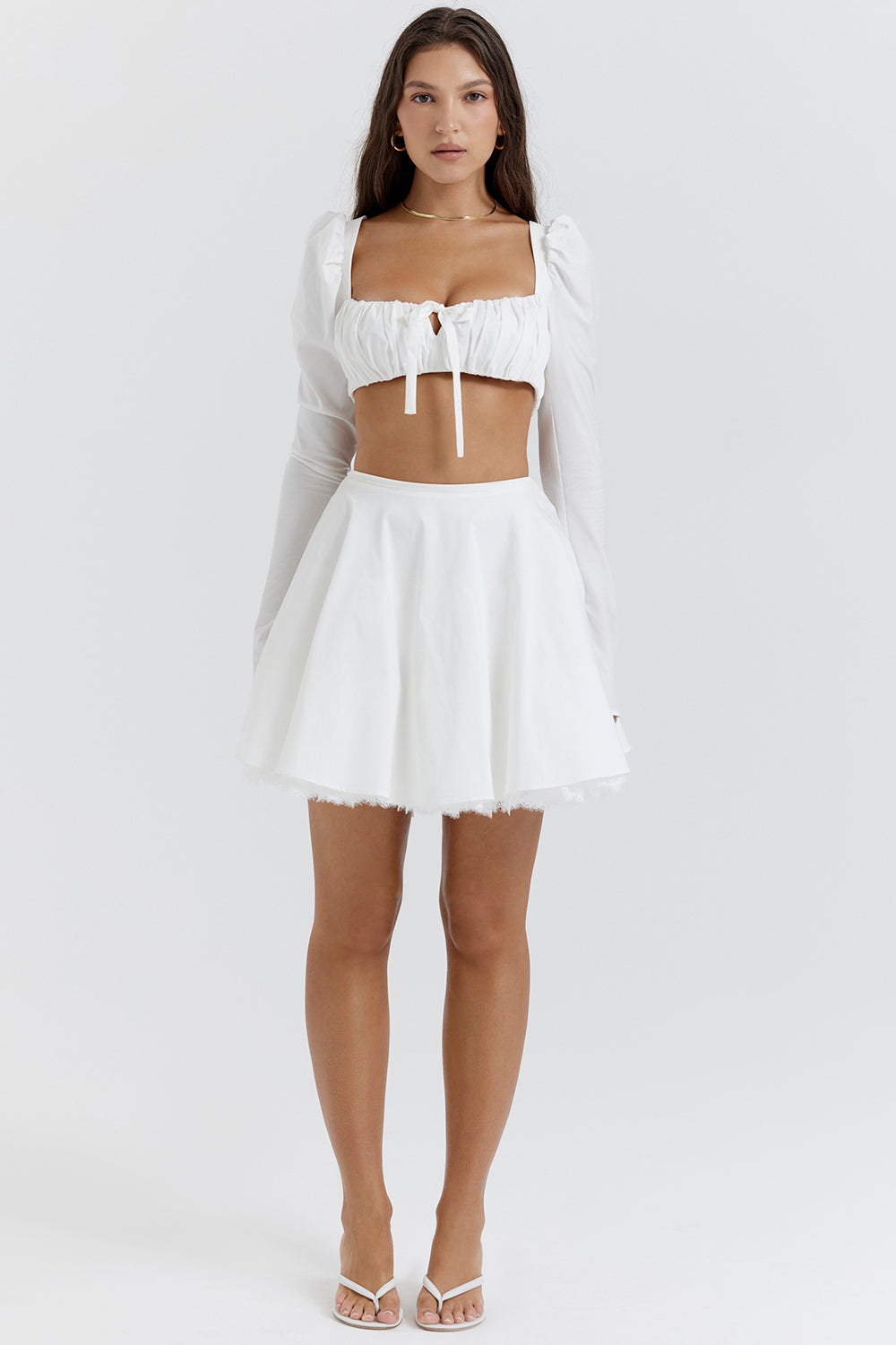 Robe Blanche Été avec Puff Manches Courtes et Jupon - BerlinGlamour