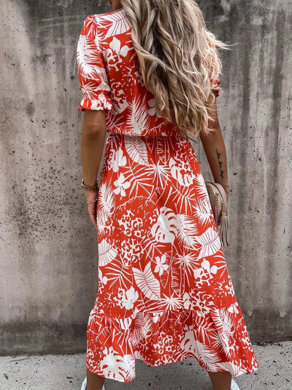 Robe Été Fleuri Boutons et Fente - Féminine et Confortable