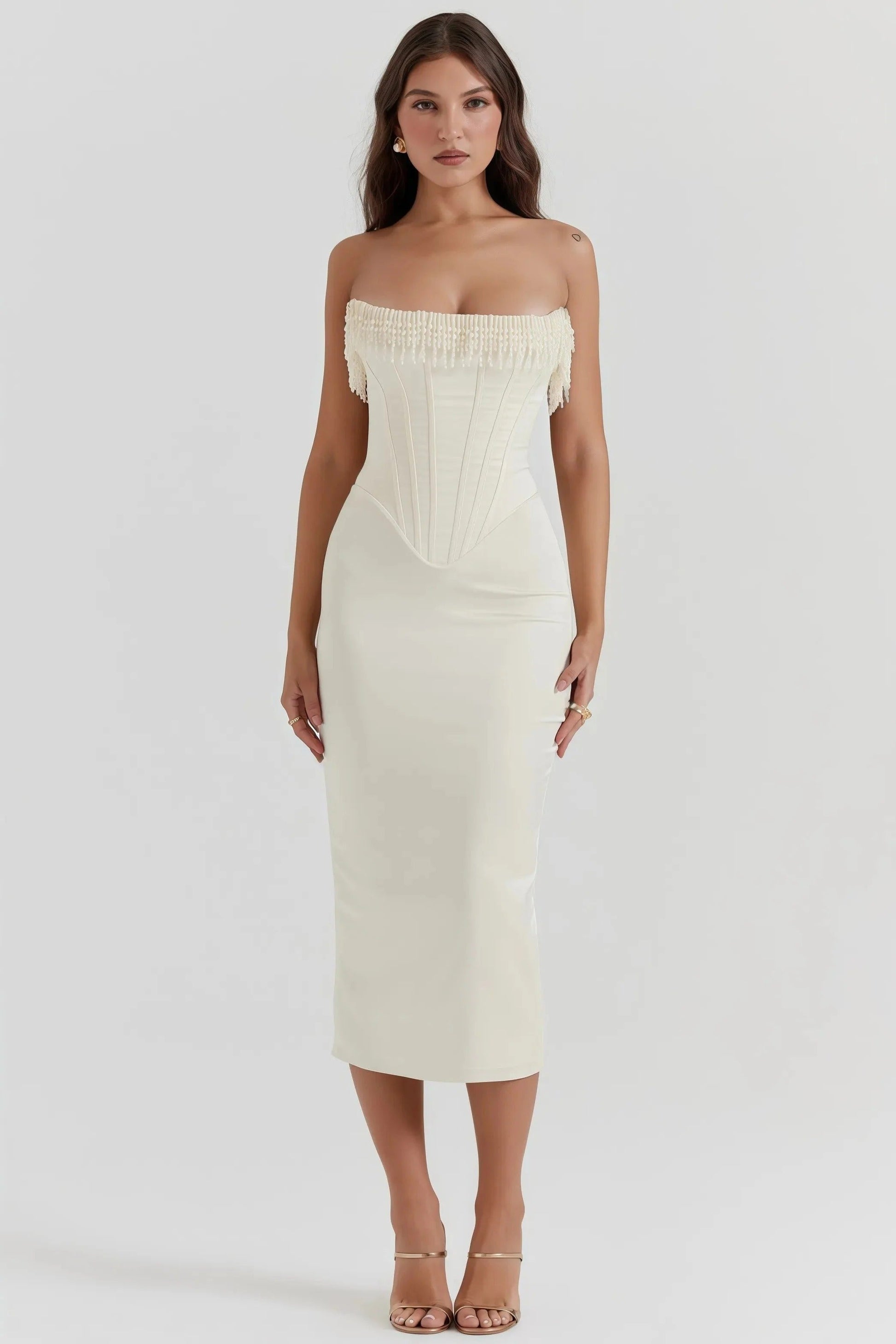 Robe Femme Été Chaud Beige Sans Manches - PanierRoyale