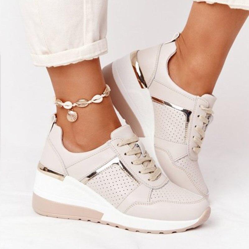 Chaussure running femme légère et confortable beige - PanierRoyale