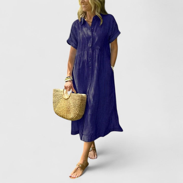 Robe striée femme décontractée pour été